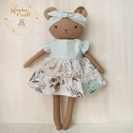 Maskotki i pluszaki - Miś Zosia przytulanka w miętowej sukieneczce z falbankami i opasce - miniaturka - grafika 1