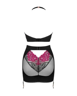 Komplet Rosenty Top+ spódnica Czarno-Różowy (Rozmiar XL/XXL) - Piżamy damskie - miniaturka - grafika 6