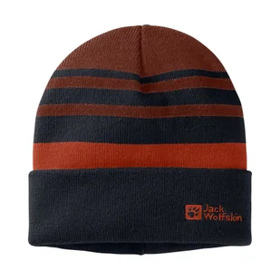 Dziecięca czapka Jack Wolfskin STRIPY KNIT BEANIE K night blue - S - Czapki dla dzieci - miniaturka - grafika 1