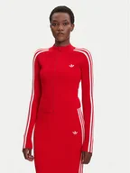 Bluzy damskie - adidas Bluza adicolor 3-Stripes JY2598 Czerwony Slim Fit - miniaturka - grafika 1