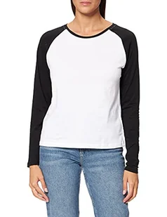 Urban Classics Damska koszulka z długim rękawem Contrast Raglan, biały/czarny, 4XL - Koszulki i topy damskie - miniaturka - grafika 1