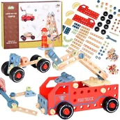 Klocki - Drewniany Zestaw konstrukcyjny Klocki zbuduj Auto Wieże 129 ele ZA5381 - miniaturka - grafika 1