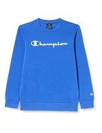 Bluzy dla dziewczynek - Champion Bluza dziecięca Legacy American Classics Ultra Light Powerblend Fleece Logo Crewneck, kobaltowo niebieski, 7-8 Lat - miniaturka - grafika 1