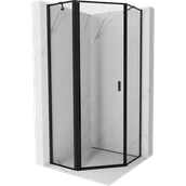 Kabiny prysznicowe - Mexen Mist kabina prysznicowa pięciokątna uchylna lewa 90 x 90 cm, czarna ramka, czarna - 8A8-090-090-70-70-L - miniaturka - grafika 1