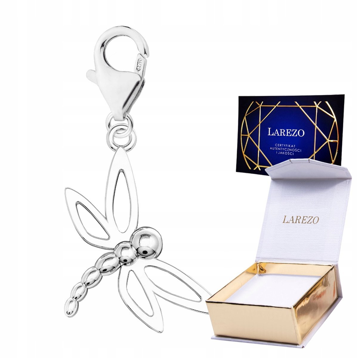 ZAWIESZKA SREBRNA 925 Wisząca z Ważką Lśniąca Ważka Owad Robak Robaczek