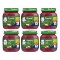 Desery dla dzieci - Gerber Organic Deserek jabłko jagoda dla niemowląt po 4 miesiącu Zgrzewka 6 x 125 g Bio - miniaturka - grafika 1