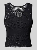 Koszulki i topy damskie - Top z dzianiny z ażurowym wzorem model ‘LAIKA’ - miniaturka - grafika 1