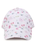 Czapki i chusty sportowe męskie - Czapka z daszkiem bejsbolówka damska kwiatki biała 56-58 YOCLUB - miniaturka - grafika 1