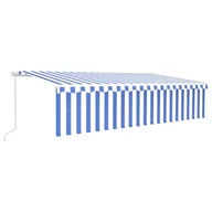 Markizy - VidaXL Lumarko Ręcznie zwijana markiza z zasłoną i LED, 6x3 m, niebiesko-biała  3069361 VidaXL - miniaturka - grafika 1