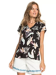 Koszulki i topy damskie - Roxy Roxy Damska koszulka Paradise Stories - Short Sleeve Viscose Top for Women T-Shirt czarny S ERJWT03467-kvj8 - grafika 1