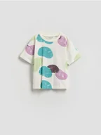 Bluzki dla niemowląt - Reserved - Bawełniany t-shirt z nadrukiem - złamana biel - miniaturka - grafika 1
