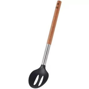 Excellent Houseware Łyżka kuchenna CEDZAKOWA ażurowa czarna z drewnianą rączką do nakładania mieszania 34 cm 140444 - Sitka - miniaturka - grafika 1
