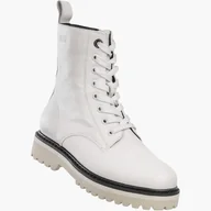 Botki damskie - Trapery Damskie Skórzane BIG STAR Ocieplane Zimowe Botki Trzewiki Białe Biały 37 - miniaturka - grafika 1