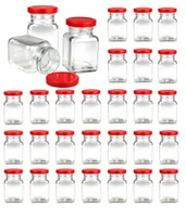 Pojemniki kuchenne - 30x pojemniki słoiki słoiczki na przyprawy 150 ml z czerwoną zakrętką fi 53 - miniaturka - grafika 1