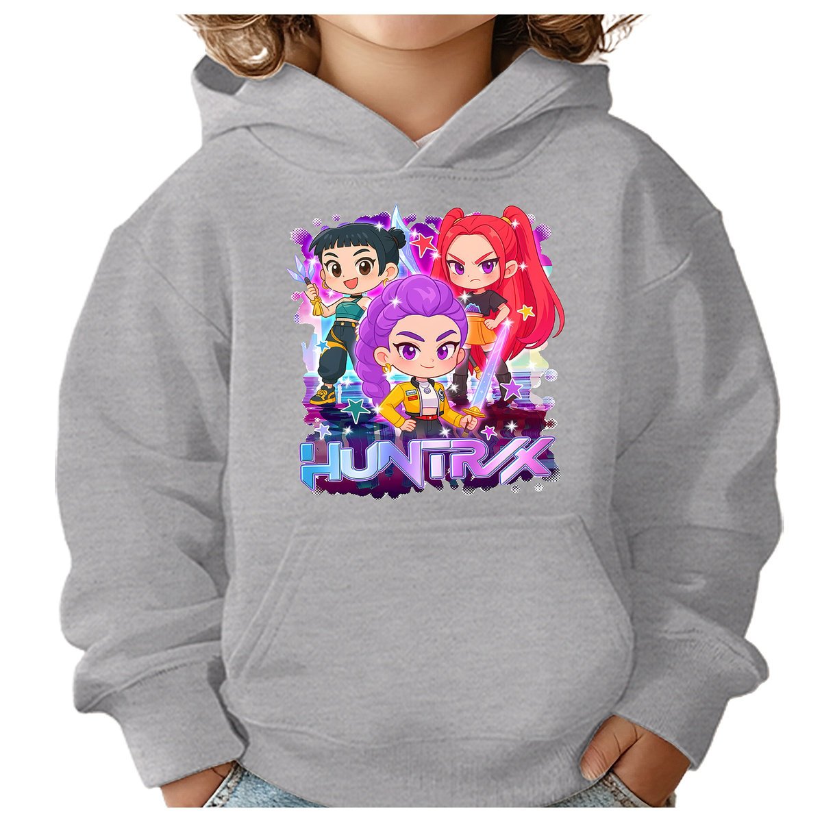 BLUZA DZIECIĘCA KPOP DEMON HUNTERS HUNTRIX 110-116 Z KAPTUREM BAWEŁNIANA
