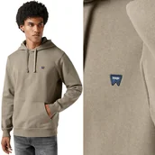 Bluzy męskie - Wrangler SOLID HOODIE Timber BAWEŁNIANA BLUZA Z KAPTUREM KANGURKA BRĄZ M - miniaturka - grafika 1