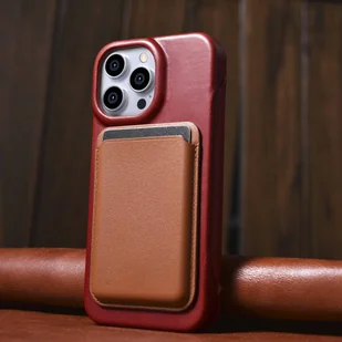 iCarer CE Oil Wax Premium Leather Folio Case skórzane etui iPhone 14 Pro Max z klapką magnetyczne MagSafe czerwony (AKI14220708-RD) - Etui i futerały do telefonów - miniaturka - grafika 33