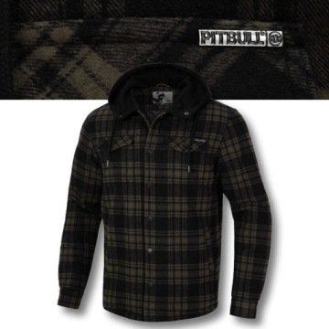 Męska Kurtka Flanelowa Pitbull Bawełniana z Kapturem Pioneer Przejściowa