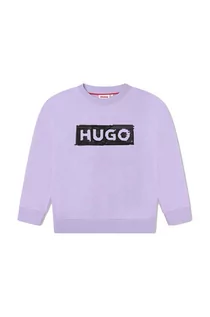 Bluzy dla dziewczynek - HUGO bluza dziecięca kolor fioletowy z nadrukiem - Hugo - grafika 1