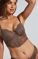 Biustonosze - Hunkemöller Usztywniany biustonosz typu push-up z fiszbinami o wydłużonym fasonie Arabella Brązowy - miniaturka - grafika 1