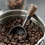 Inne - TEMU Vintage miarka do kawy z litego drewna, pojemność 10 gramów, rączka z orzecha, idealna do kawy, herbaty itp., doskonały prezent świąteczny - miniaturka - grafika 1