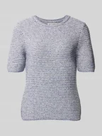 Swetry damskie - Sweter z krótkim rękawem o kroju slim fit z mieszanki bawełny z efektem melanżu - miniaturka - grafika 1