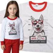 Piżamy dla dziewczynek - Piżama dziecięca Uwaga Zły Pies Husky 86/92 - VoloDonum - miniaturka - grafika 1