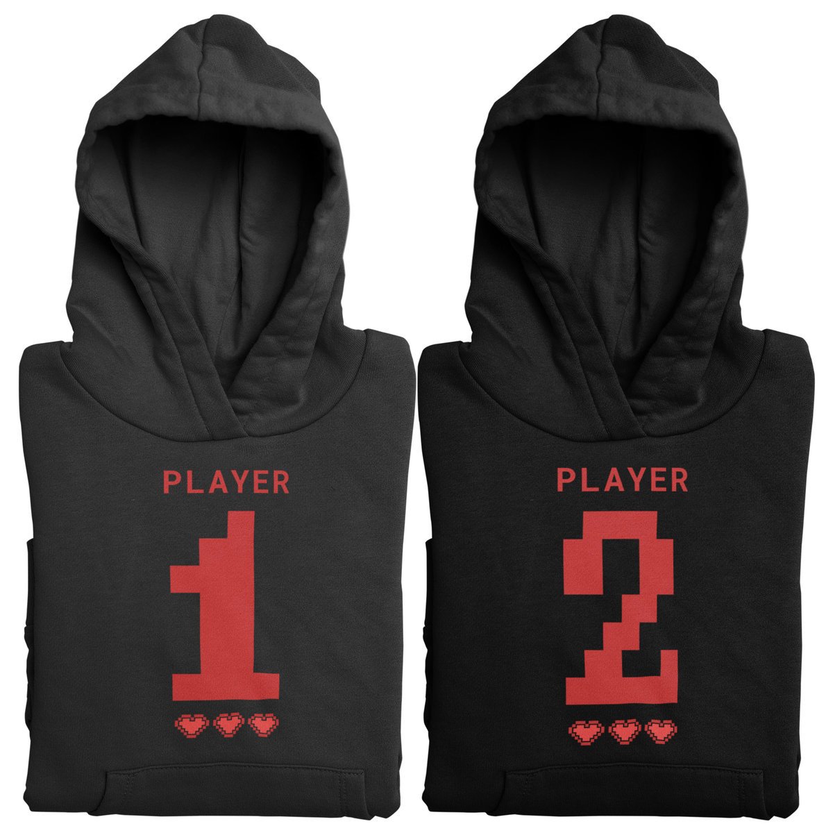 ZESTAW BLUZY Z KAPTUREM DLA PAR PLAYER 1 2 PREZENT