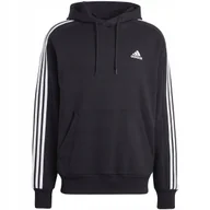 Bluzy męskie - Bluza męska adidas Essentials French Terry 3-Stripes Hoodie czarna IC0435 S - miniaturka - grafika 1