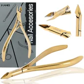 Akcesoria do paznokci - Cążki do skórek paznokci obcinaczki nożyczki kosmetyczne manicure gabinet SPA złote - miniaturka - grafika 1