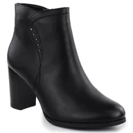 Botki damskie - Skórzane botki damskie na słupku ocieplane czarne Sergio Leone BT25015 - miniaturka - grafika 1