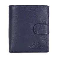 Portfele - Męski portfel skórzany z zapięciem na napę granatowy - miniaturka - grafika 1