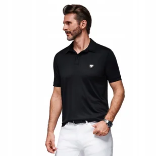 Stylowa męska koszulka polo z elastycznej tkaniny czarna V1 OM-POSS-0150 L - Koszulki męskie Stylowa męska koszulka polo z elastycznej tkaniny czarna V1 OM-POSS-0150 L - Koszulki męskie - miniaturka - grafika 1