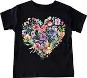 Koszulki dla dziewczynek - CZARNA Koszulki z sercem dla dziewczynki SERCE31 - miniaturka - grafika 1