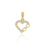 Wisiorki - Złota zawieszka serce serduszko z cyrkoniami i znakiem nieskończoności pr. 333 - miniaturka - grafika 1