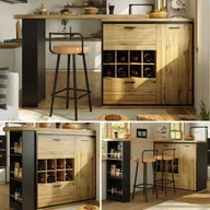 Stoły - Rozkładany stół jadalny 138-220 cm, blat imitujący drewno, wielofunkcyjny schowek, do kuchni i salonu - miniaturka - grafika 1