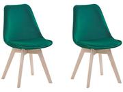 Krzesła - Beliani Zestaw 2 krzeseł do jadalni welurowy zielony DAKOTA II - miniaturka - grafika 1