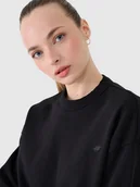 Bluzy damskie - 4F Bluza dresowa uniseks nierozpinana bez kaptura 4FWSS25TSWSU1546-20S Czarny Roz. S - miniaturka - grafika 1
