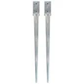 Akcesoria do ogrodzeń - Vida Kołki gruntowe 2 szt. srebrne 7x7x90 cm stal galwanizowana V-145404 - miniaturka - grafika 1