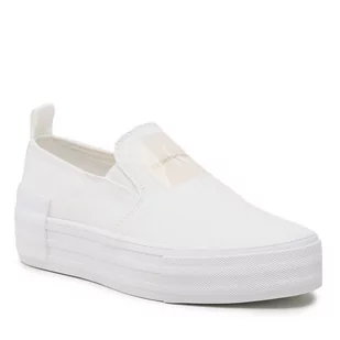 Tenisówki Calvin Klein Jeans Bold Vulc Flatf Slipon Wn YW0YW01040 Bright White YBR - Trampki damskie - miniaturka - grafika 1
