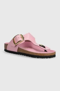 Klapki i japonki damskie - Birkenstock japonki Gizeh damskie kolor różowy na płaskim obcasie 1026493 - grafika 1