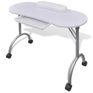 vidaXL vidaXL Składany stolik do manicure Biały z kółeczkami - Akcesoria do paznokci - miniaturka - grafika 1