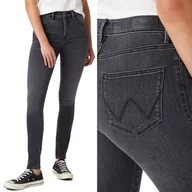 Spodnie damskie - Wrangler High Rise Skinny Stor Szare Rurki W26 L32 - miniaturka - grafika 1