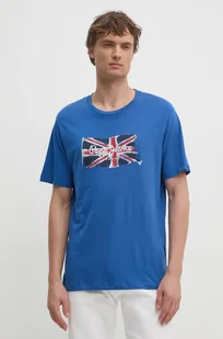 Pepe Jeans t-shirt bawełniany Clag męski kolor niebieski z nadrukiem PM509384 - Koszulki męskie - miniaturka - grafika 1
