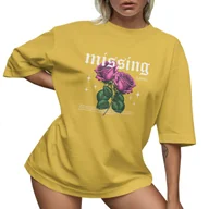 Koszulki i topy damskie - T-SHIRT OVERSIZE LUŹNA KOSZULKA RÓŻE BAWEŁNA XL SUKIENKA JAKOŚĆ - miniaturka - grafika 1