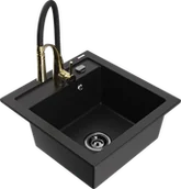 Zlewozmywaki z baterią - Mexen Vito zlewozmywak granitowy 1-komorowy z baterią kuchenną Aster, czarny - 6503-77-73450-57-B - miniaturka - grafika 1