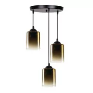Lampy sufitowe - SERENA LAMPA WISZĄCA TALERZ CZARNY 3X40 E27 KLOSZ ZŁOTY - miniaturka - grafika 1