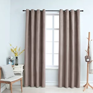 Zasłony zaciemniające z kółkami VIDAXL, taupe, 140x175 cm - Zasłony - miniaturka - grafika 1
