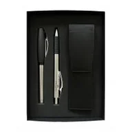 Przybory szkolne - Faber-Castell Zestaw prezentowy basic metal pióro+długopis+etui skórzane - miniaturka - grafika 1