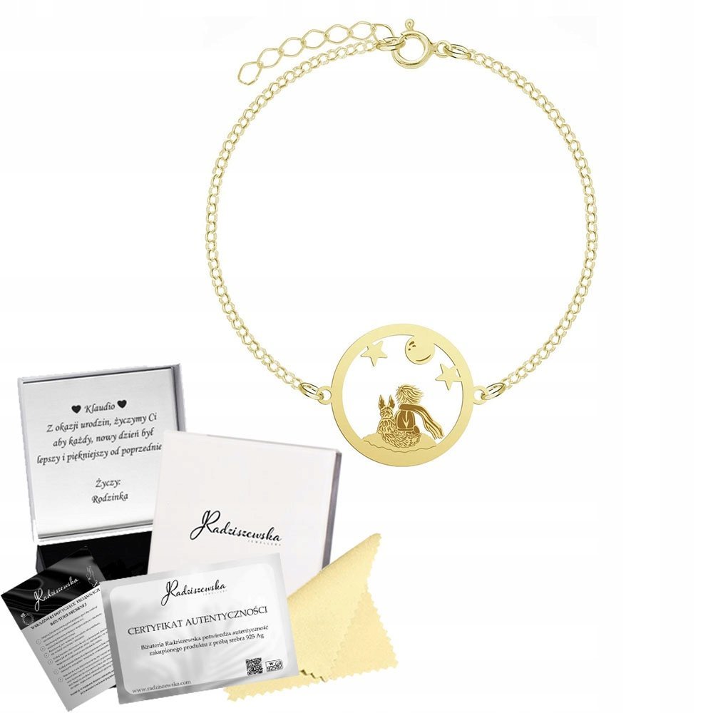 Bransoletka Pozłacana Mały Książę i Lis Łańcuszek Biżuteria GRAWER GRATIS